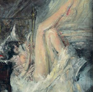 Femme qui lit au lit de Giovanni Boldini