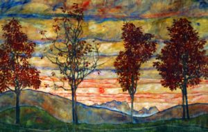 Quatre arbres (1917) par Egon Schiele