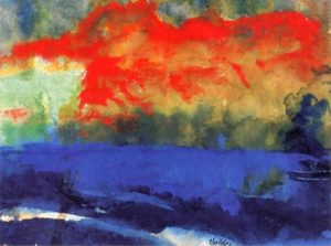 Mer bleue, nuages rouges par Emil Nolde