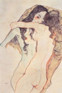 Deux femmes s’embrassant par Egon Schiele