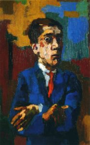 Autoportrait les bras croisés d'Oskar Kokoschka