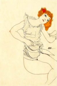 Fille en jupon par Egon Schiele
