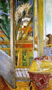 Porte-fenêtre avec un chien de Pierre Bonnard
