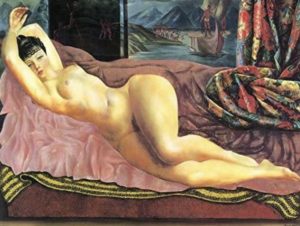Nu sur sofa rouge de Moïse Kisling