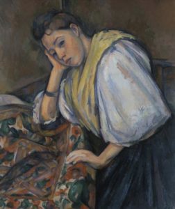 Jeune femme italienne à table par Cézanne