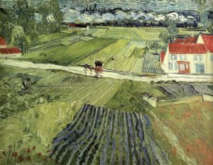 Paysage avec calèche et train par Vincent van Gogh