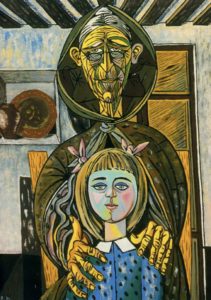 Vieille femme avec une fille de Zabaleta