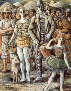 Marionnettistes sur une place de la ville par Zabaleta