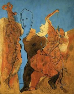 Personnages dont un sans tête par Max Ernst