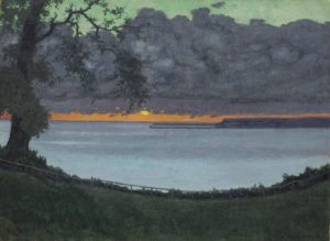 Coucher de soleil, ciel orangé et vert de Félix Vallotton