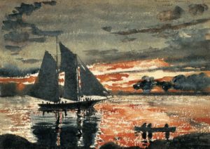 Sunset fires by Winslow Homer