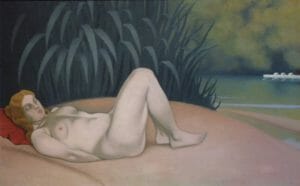 Femme nue endormie au bord de l'eau par Félix Vallotton