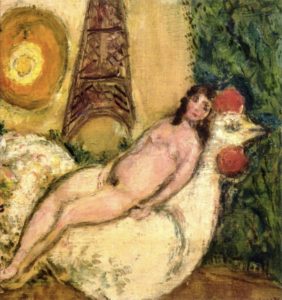 Nue sur un coq blanc de Marc Chagall