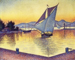 Le port de Saint-Tropez au coucher de soleil par Paul Signac