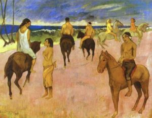 Cavaliers sur la plage de Paul Gauguin