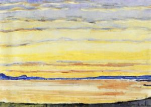 Coucher de soleil sur le lac Léman de Ferdinand Hodler