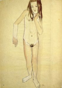 Fille nue debout par Oskar Kokoschka