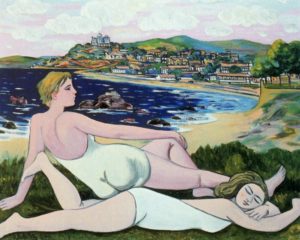 Baigneuses à la plage de Santander par Rafael Zabaleta