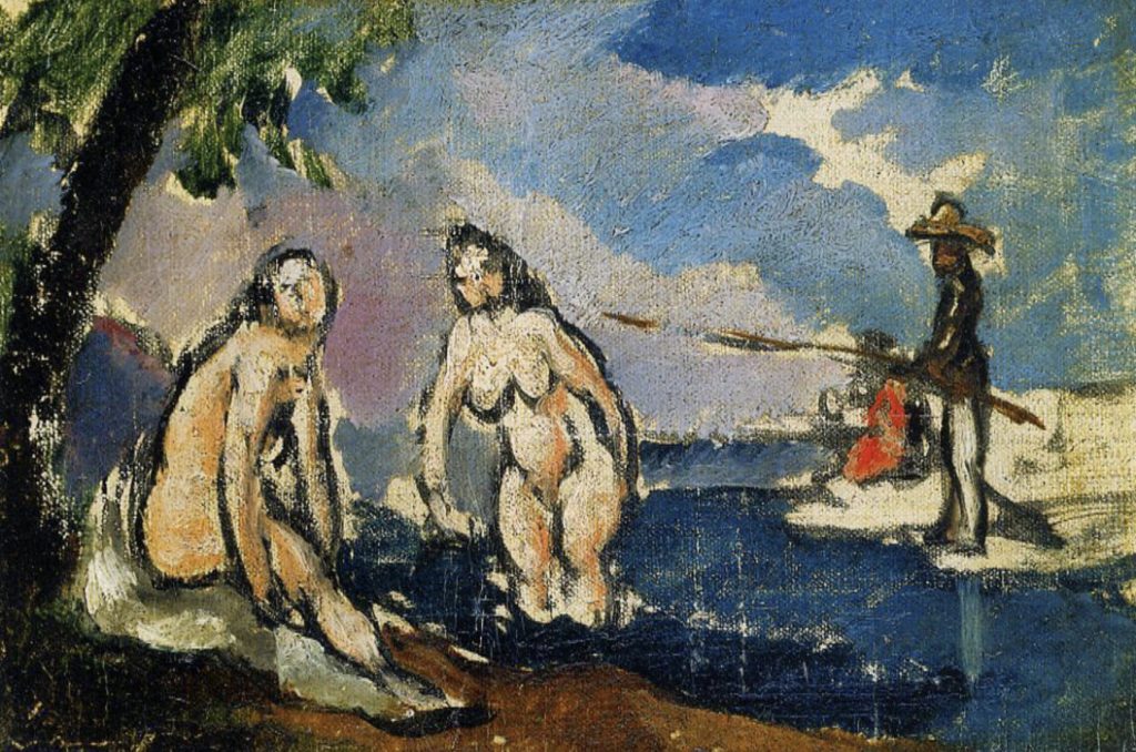Baigneuses et pêcheur à la ligne de Paul Cézanne