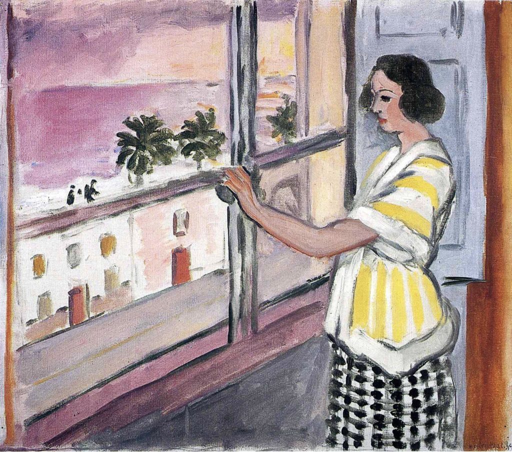 Jeune femme à la fenêtre au coucher de soleil d’Henri Matisse
