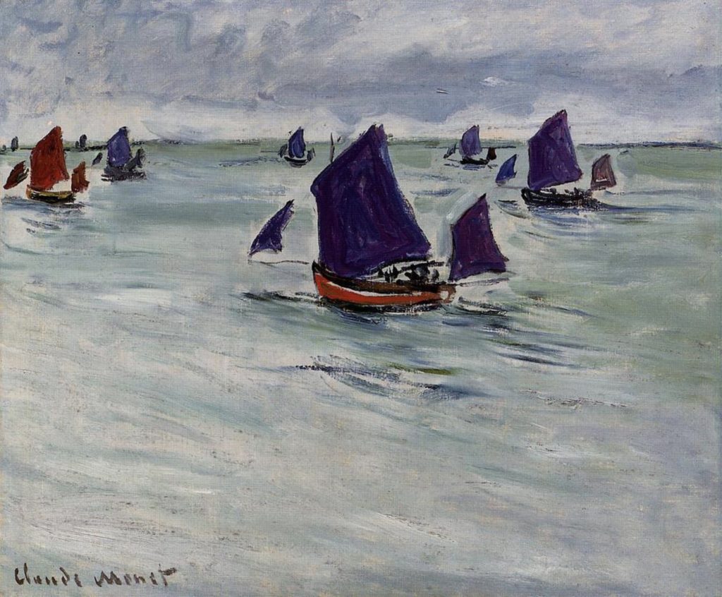 Bateaux de pêche à Pourville de Claude Monet