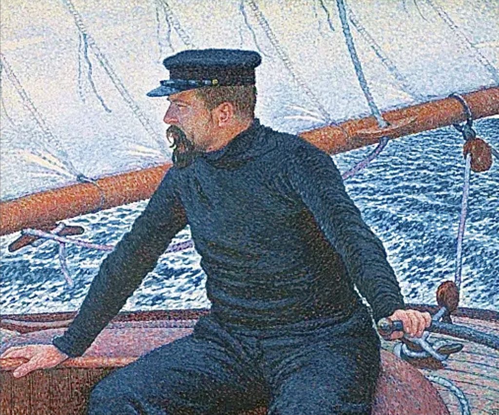 Paul Signac à la barre de son bateau par Théo Van Rysselberghe 