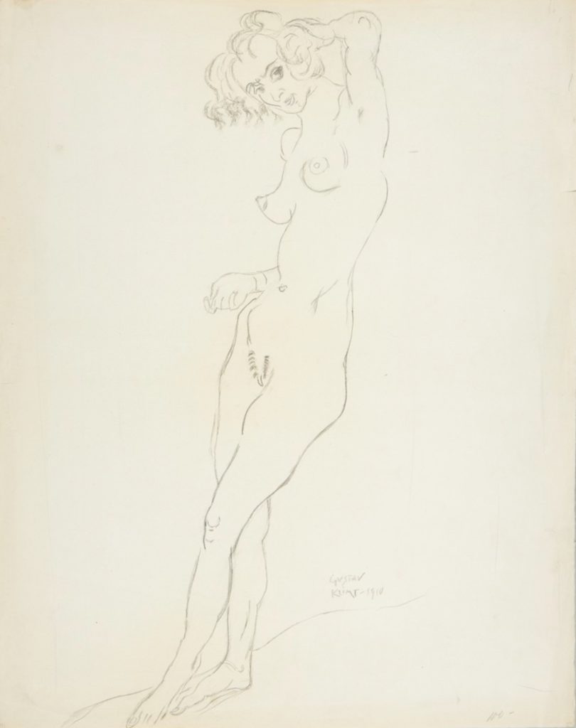 Dessin de nu féminin par Gustav Klimt