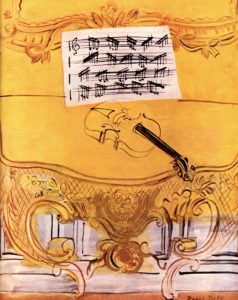 Violon sur la console jaune de Raoul Dufy
