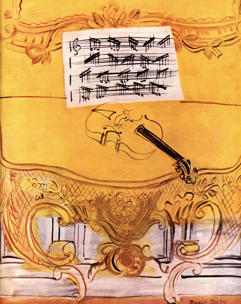 Violon sur la console jaune de Raoul Dufy