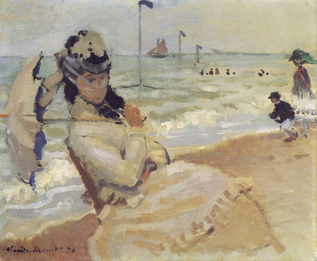 Camille à la plage de Trouville par Claude Monet
