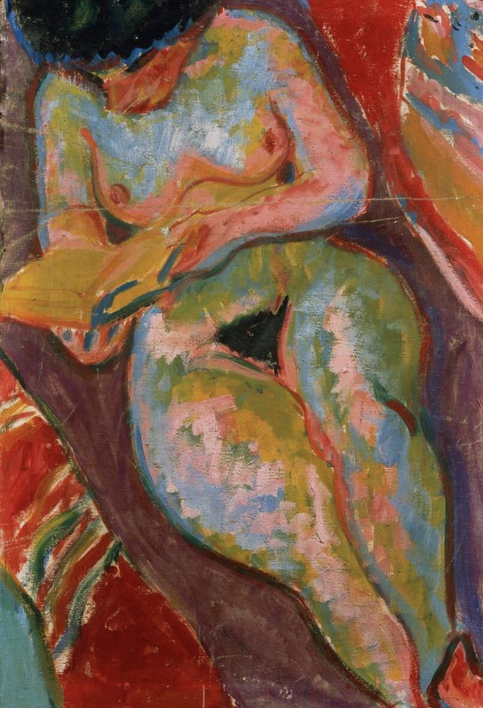 Nu féminin lisant d’Ernst Ludwig Kirchner