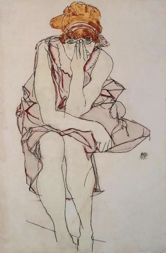 Jeune femme assise par Egon Schiele