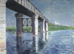 La Seine et le pont de chemin de fer à Argenteuil par Gustave Caillebotte