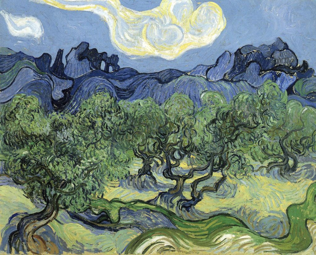 Les Alpilles, champ d’olivier au premier plan par Vincent Van Gogh