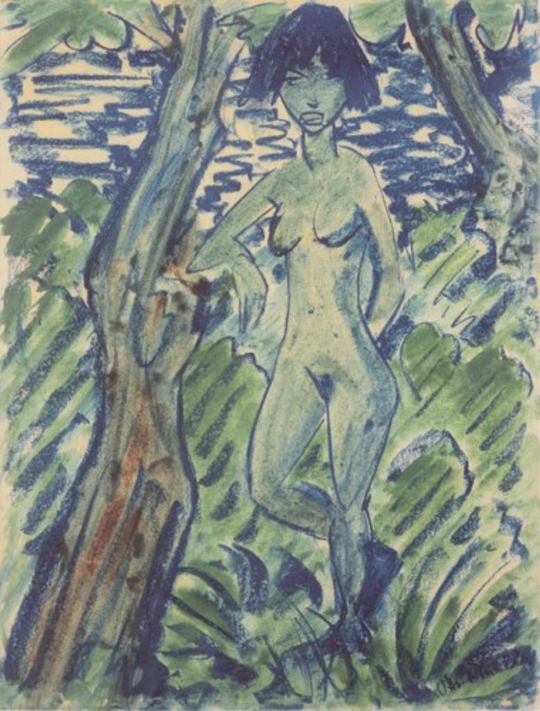 Femme nue entre les arbres par Otto Mueller