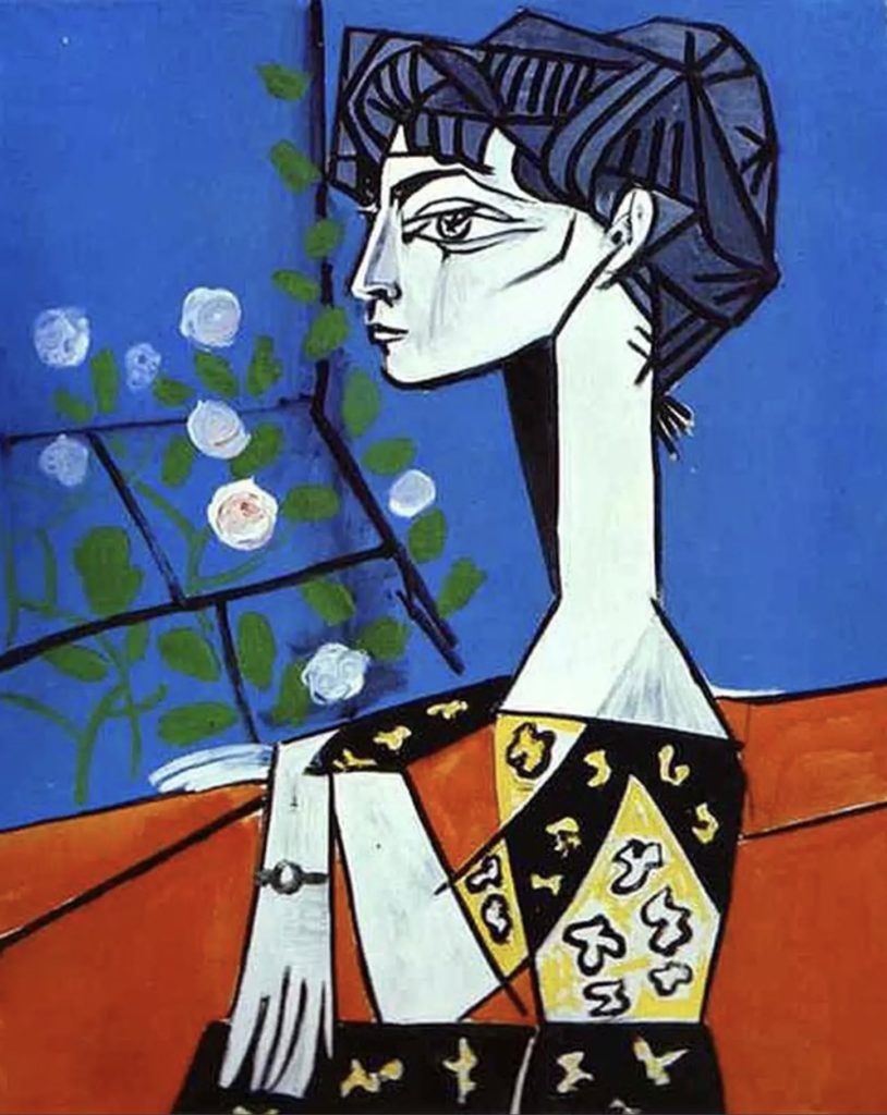 Jacqueline avec des fleurs de Pablo Picasso