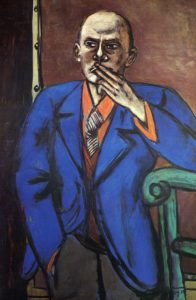 Autoportrait en veste bleue de Max Beckmann