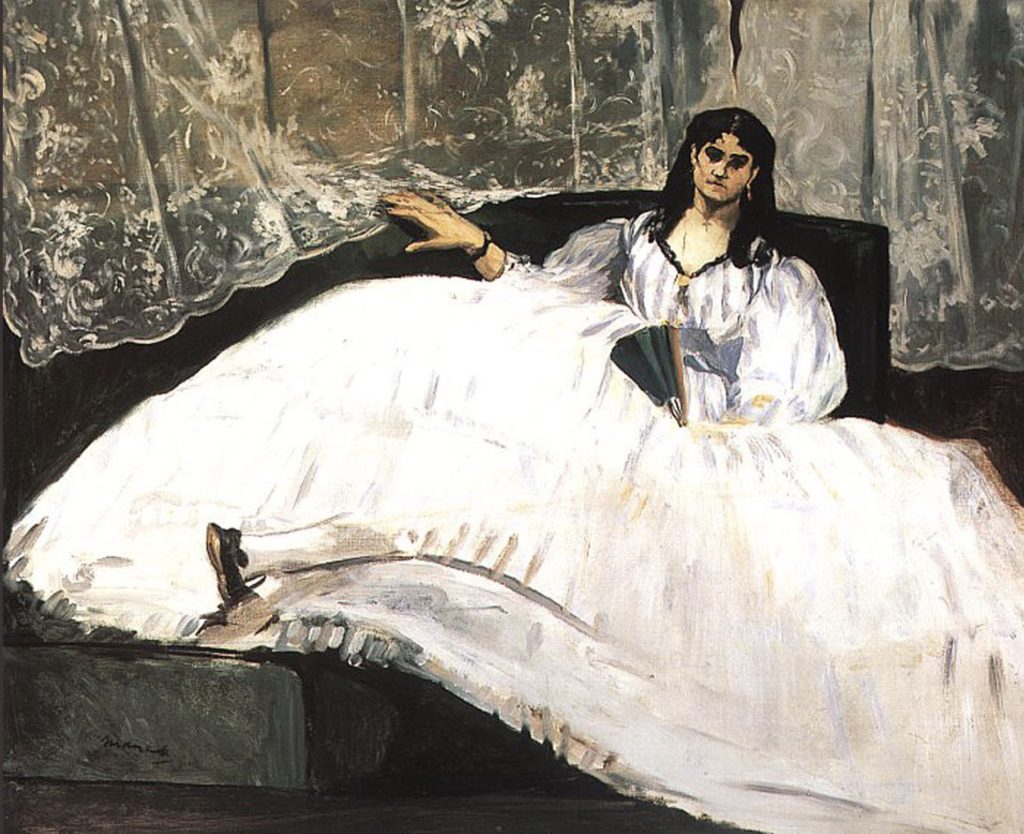Femme allongée avec un éventail tableau de Jeanne Duval