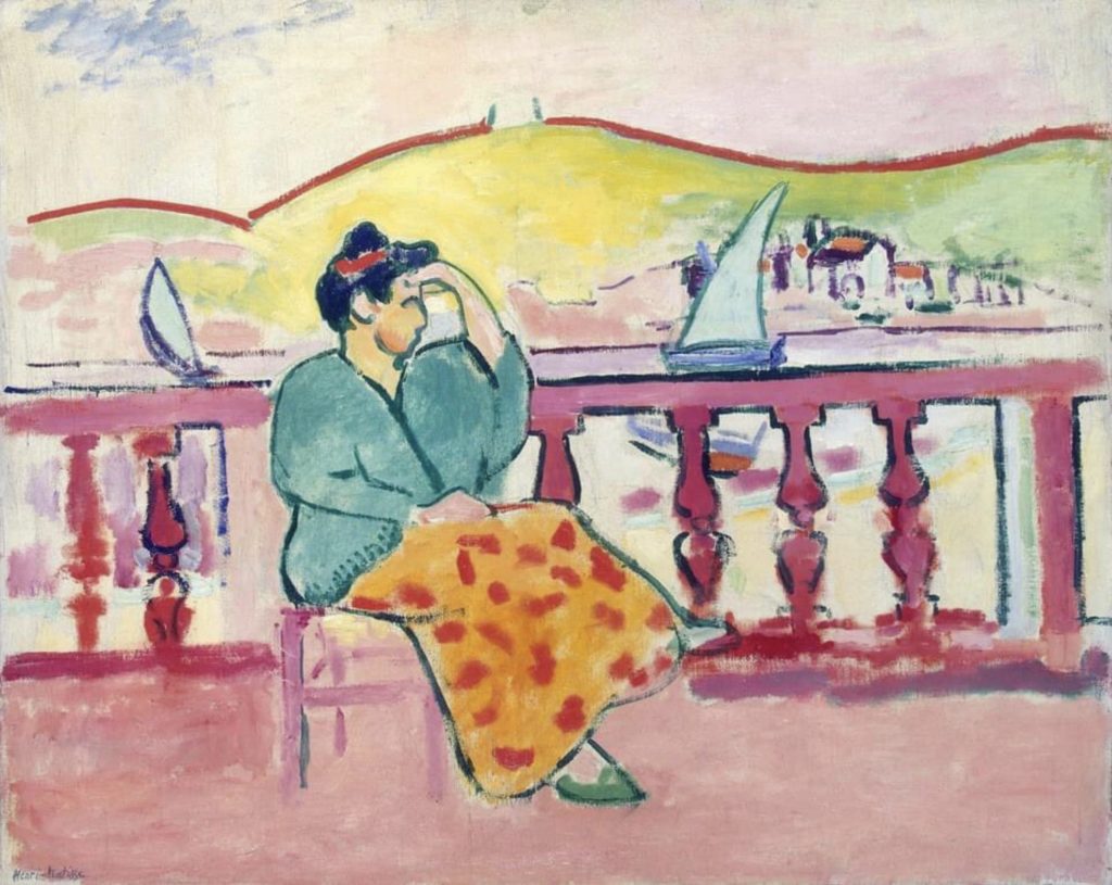 Femme sur une terrasse, tableau de Cézanne