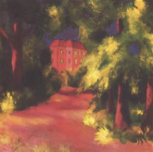 Maison rouge dans le parc d’August Macke