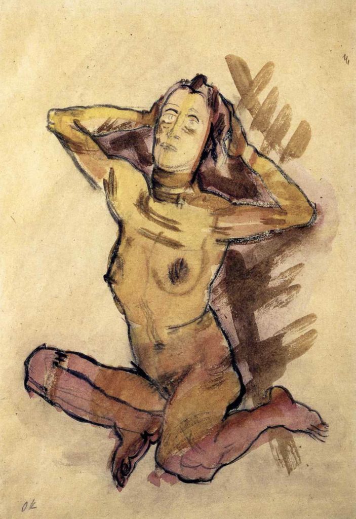 Femme nue assise par terre d’Oskar Kokoschka 