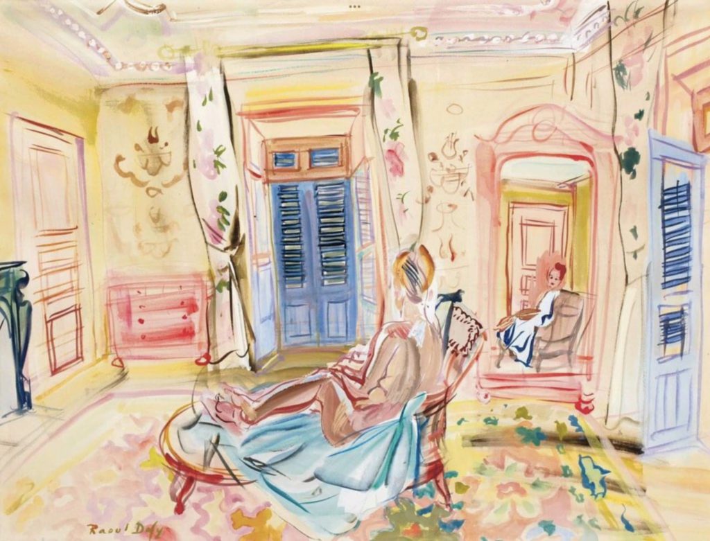 Tableau de Raoul Dufy - Nu au fauteuil dans la chambre à Aix-les-Bains