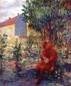 Petite fille avec sa poupée par Henri Lebasque