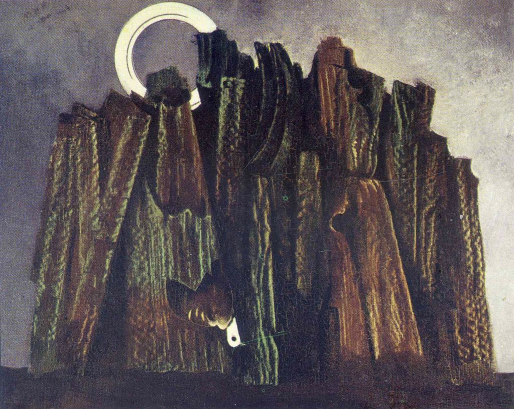 Gorêt sombre et un oiseau de Max Ernst