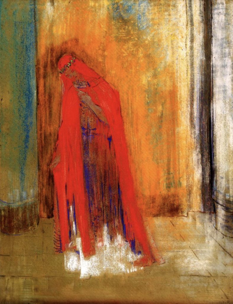 Femme en rouge par Odilon Redon