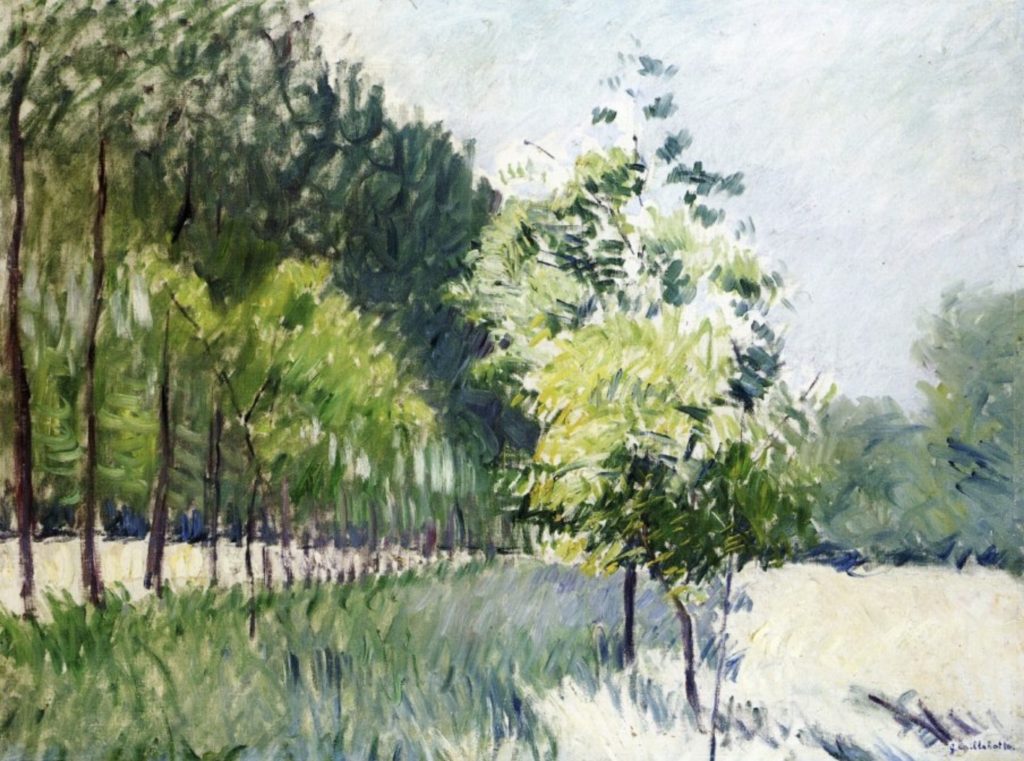 Verger et allée d’arbres par Gustave Caillebotte