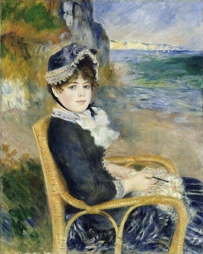 Femme assise au bord de la mer par Pierre Auguste Renoir