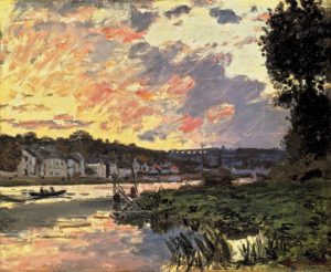 La Seine à Bougival le soir par Claude Monet