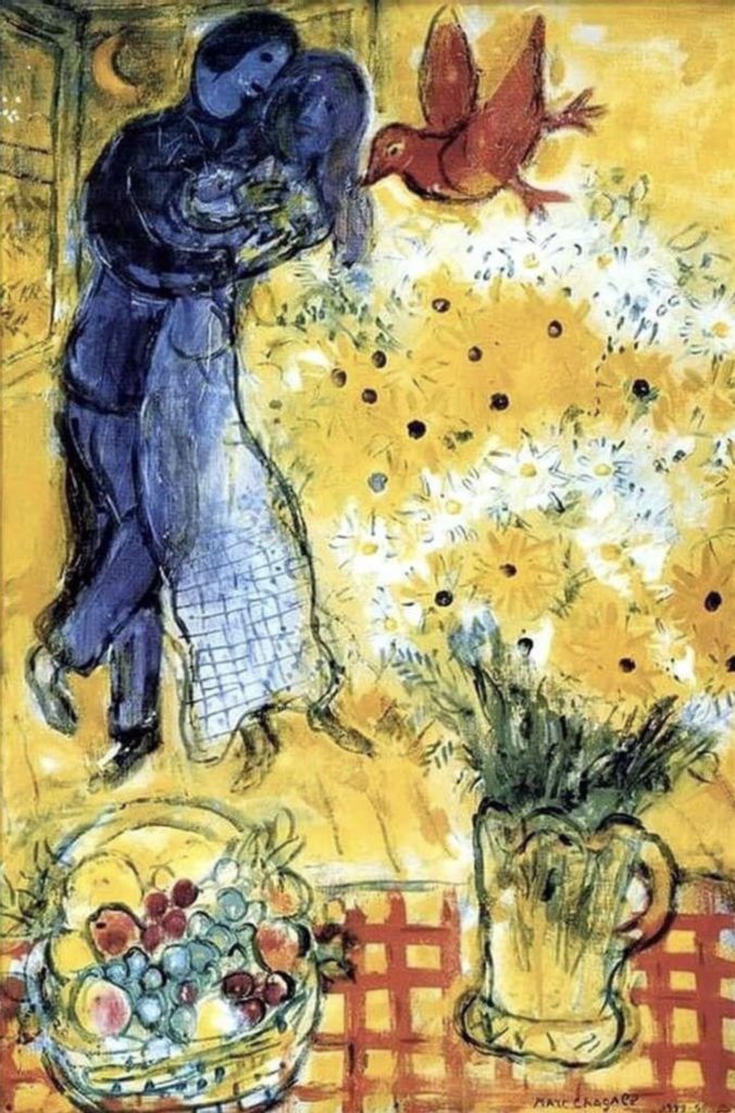 Les amoureux aux marguerites par Marc Chagall 