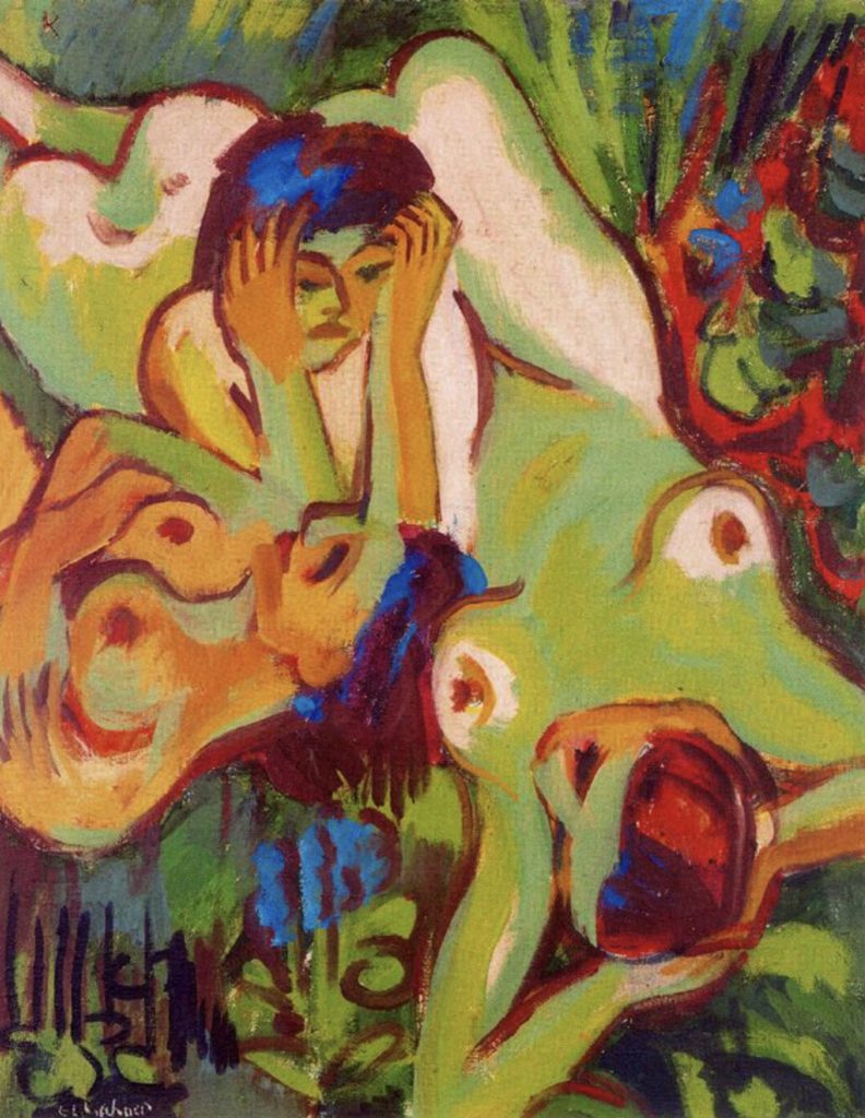 Baigneuses sur la pelouse par Ernst Ludwig Kirchner 